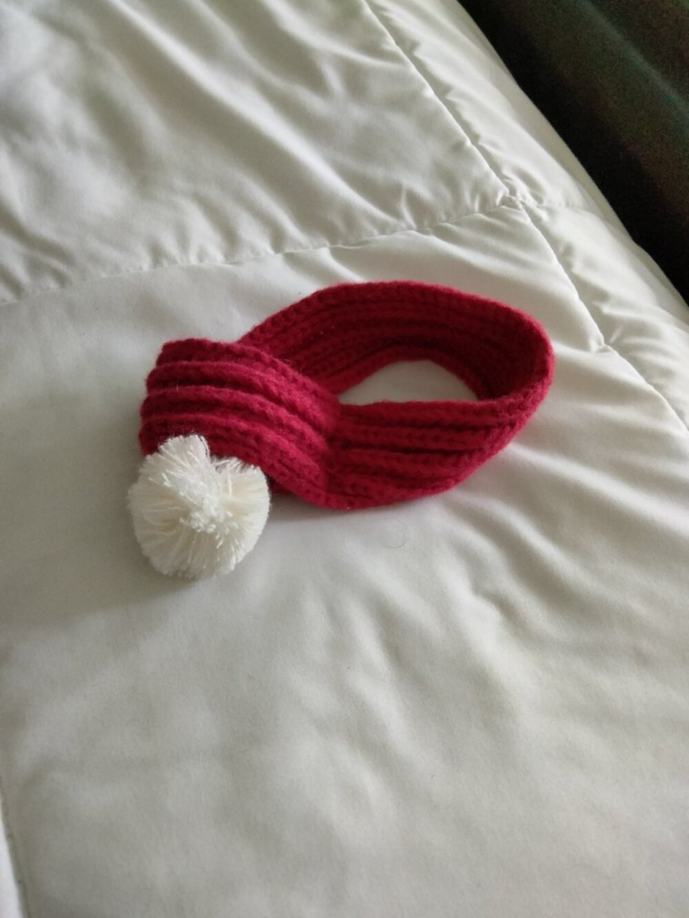 Dog winter scarf - Red and White - 15" long - Handmade - never used